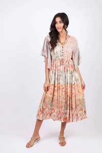Camry's Flutter Sleeve Daydreamer Blossom Patchwork Dress