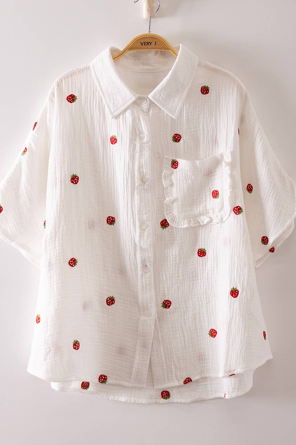 Haven's Fruit Embroidery Oversized Gauze Blouse