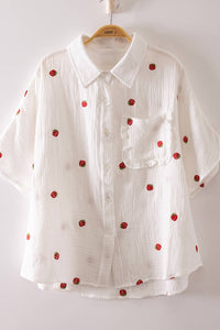 Haven's Fruit Embroidery Oversized Gauze Blouse