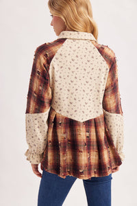 Boho Ditsy Button Down Patchwork Plaid Tunic