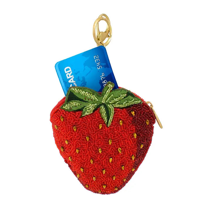 Mary Frances Berry Beautiful Strawberry Beaded Coin Purse