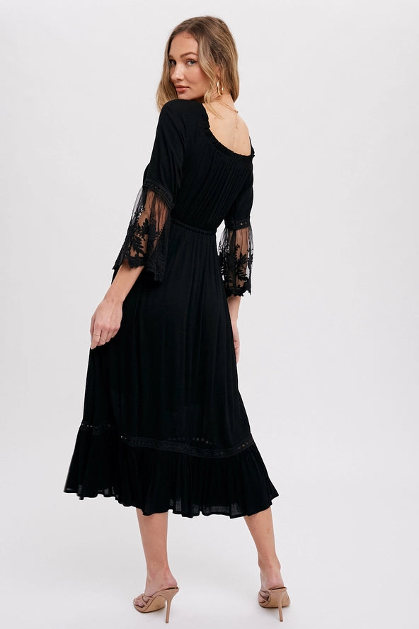 The Blaire Lace Trim Midi Dress