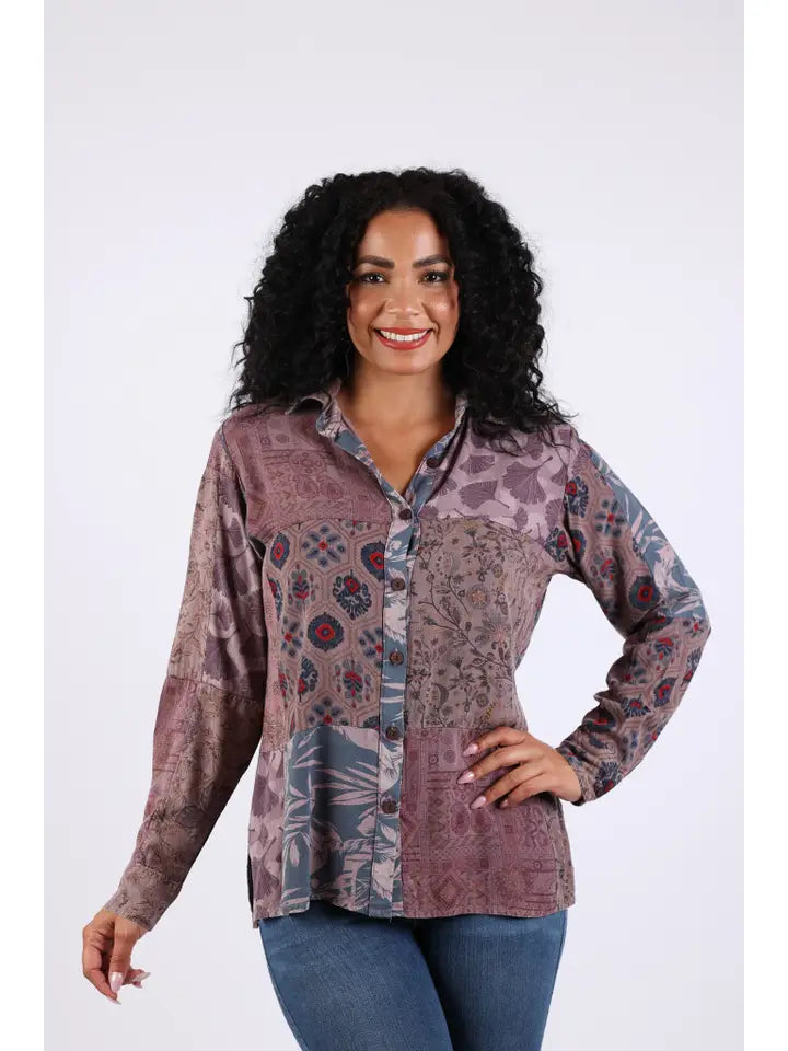 Celeste Vintage Mixed Print Shirt