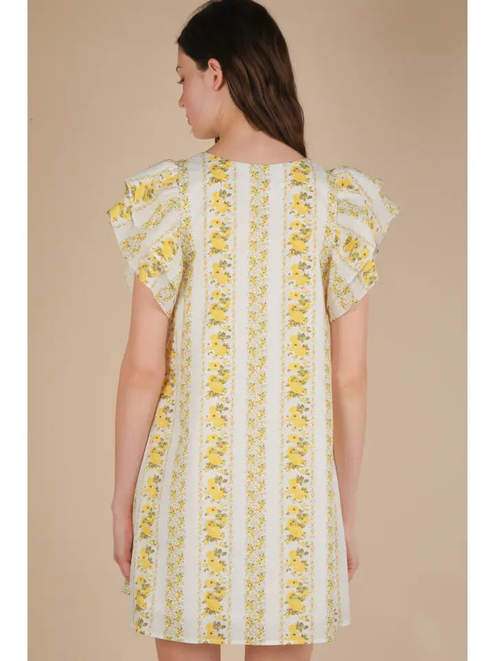 Yellow Floral Button Down Dress