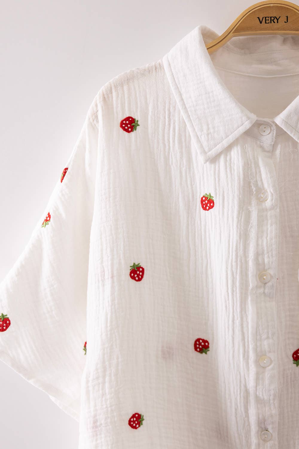 Haven's Fruit Embroidery Oversized Gauze Blouse