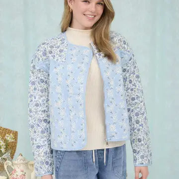 Floral Block Quilted Jacket