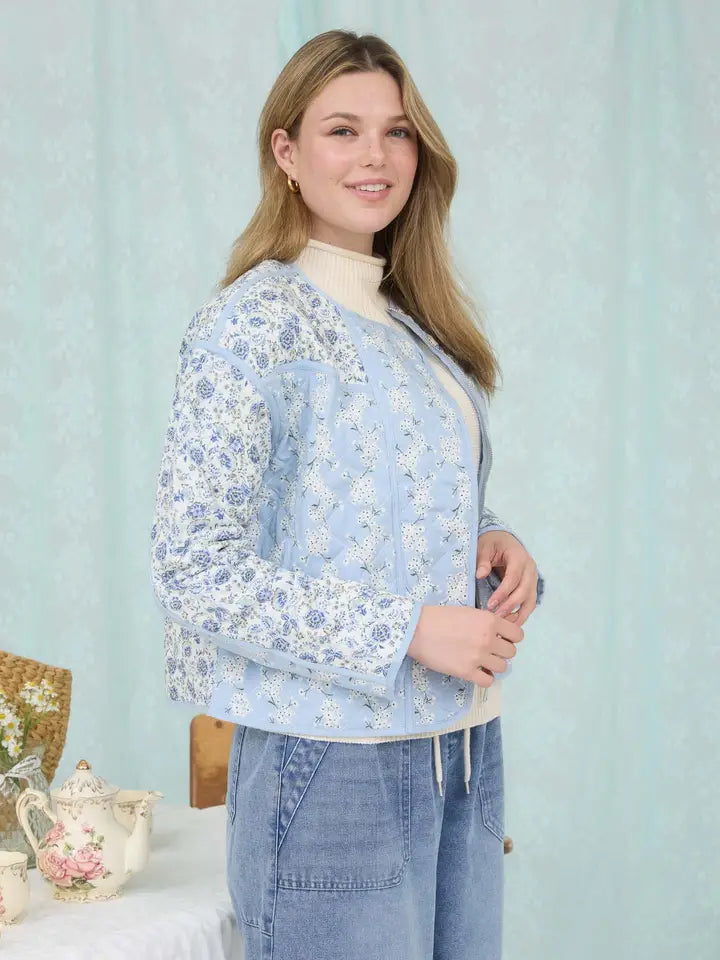 Floral Block Quilted Jacket