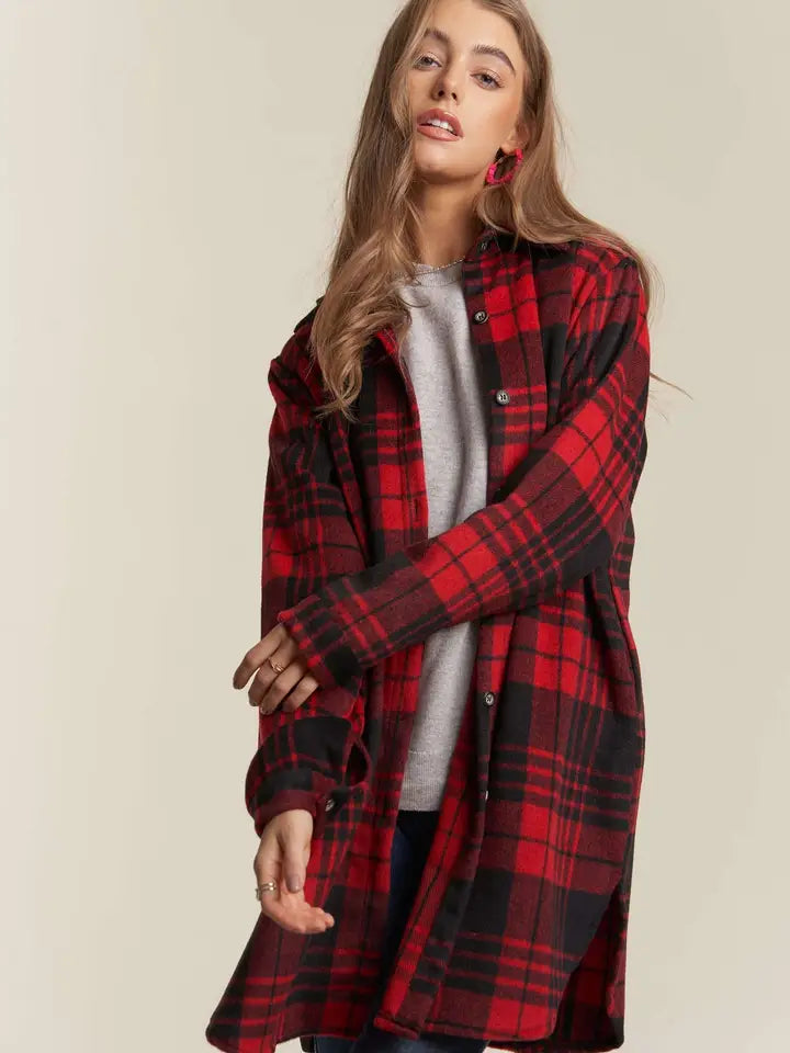 Button Down Plaid Shacket