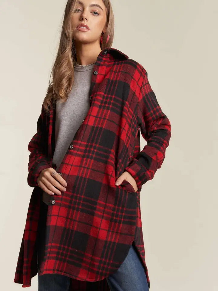Button Down Plaid Shacket