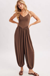 Satin Drape Backless Romper