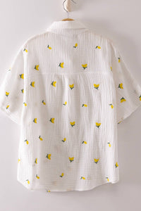 Haven's Fruit Embroidery Oversized Gauze Blouse