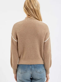 Colorblock Mock Neck Knit Sweater