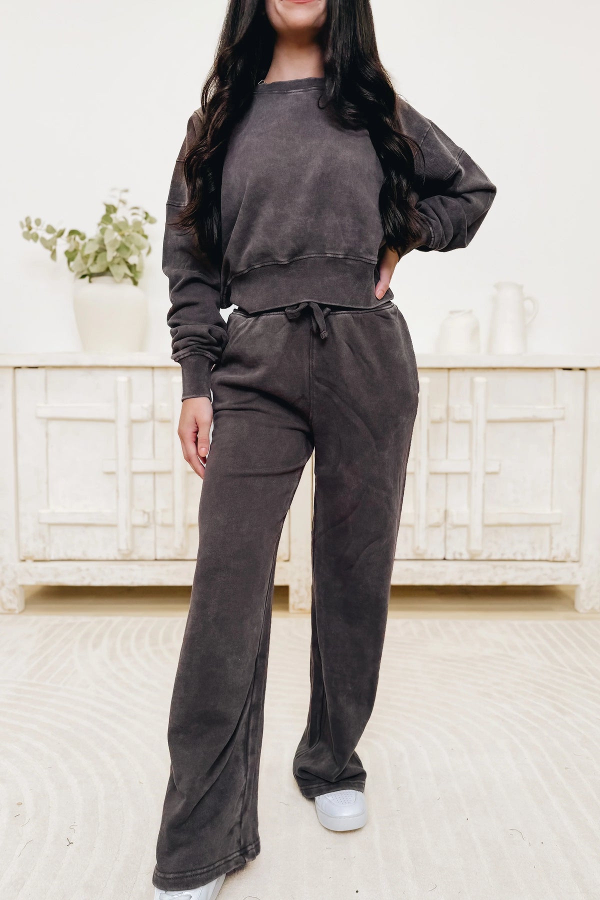 Mineral Wash Wide Leg Pant