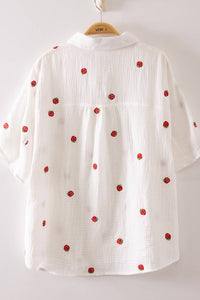 Haven's Fruit Embroidery Oversized Gauze Blouse