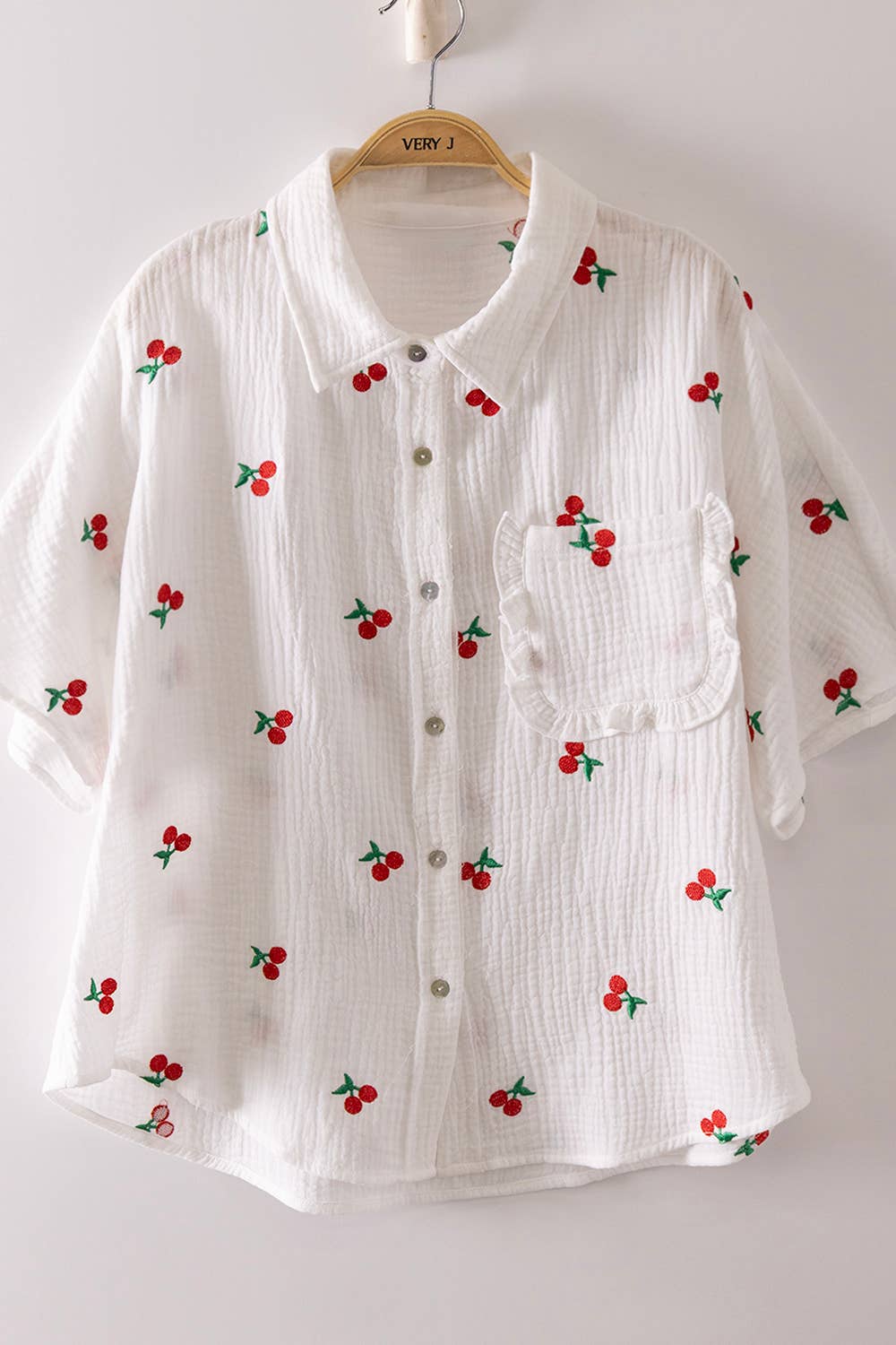 Haven's Fruit Embroidery Oversized Gauze Blouse
