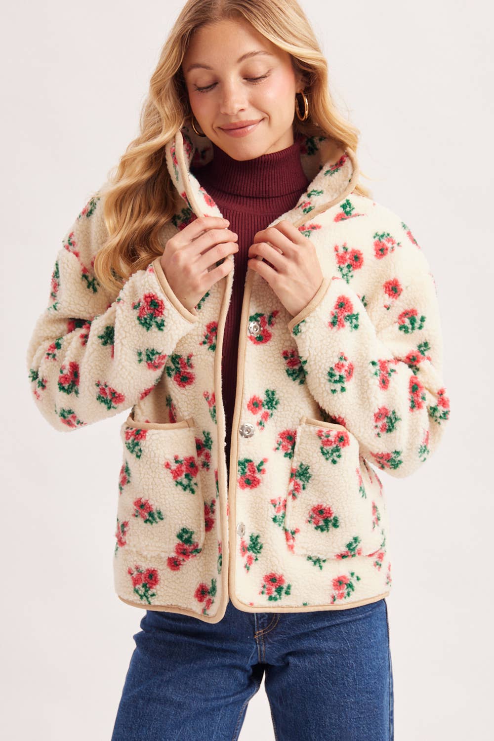 Wildflower Woods Floral Sherpa Fleece Jacket