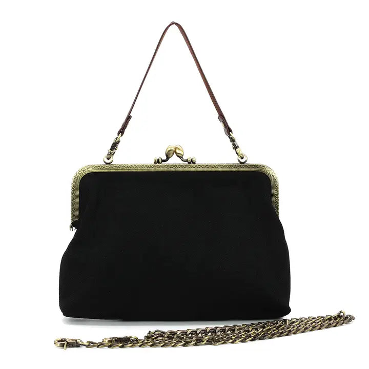 Fantasy Dragon Kiss Lock Purse in Linen Cotton