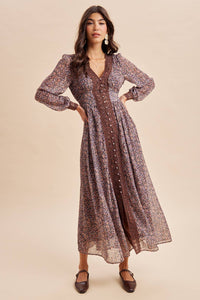 Lace Trim Floral Maxi Dress