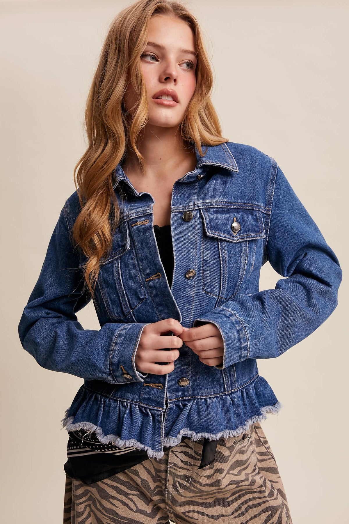 Listcicle Ruffled Edges Denim Jacket
