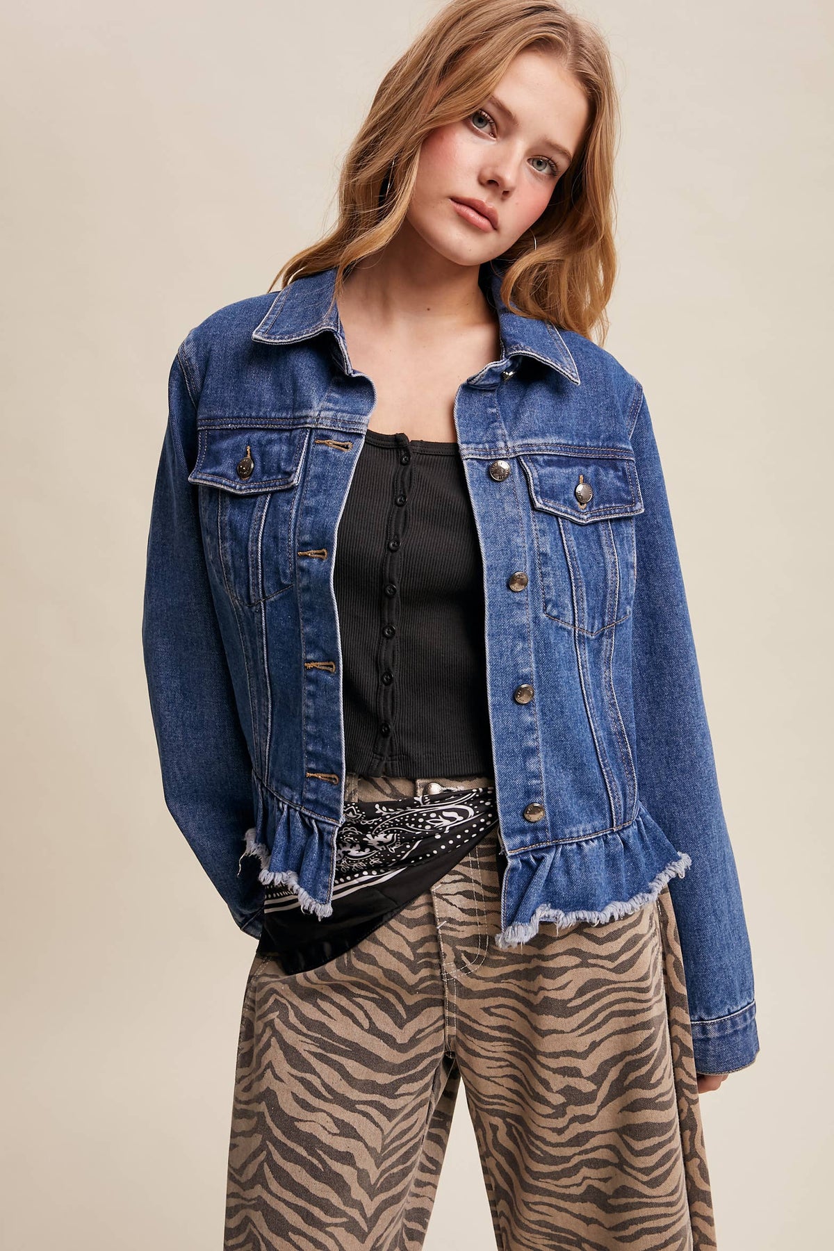Listcicle Ruffled Edges Denim Jacket