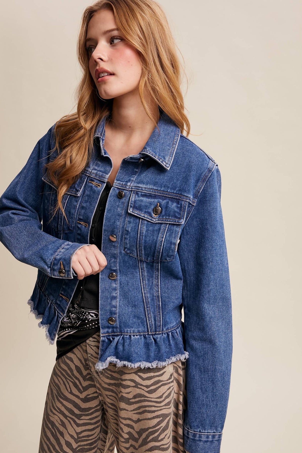 Listcicle Ruffled Edges Denim Jacket