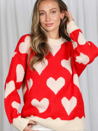 Heart Print Casual Sweater