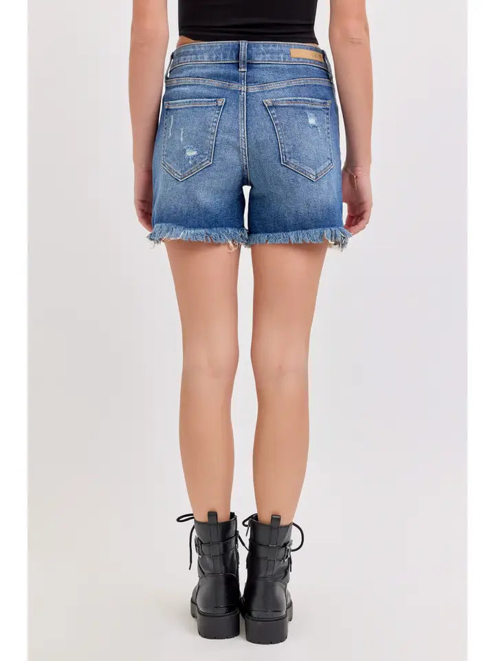Cello Boyfriend Shorts with Frayed Hem