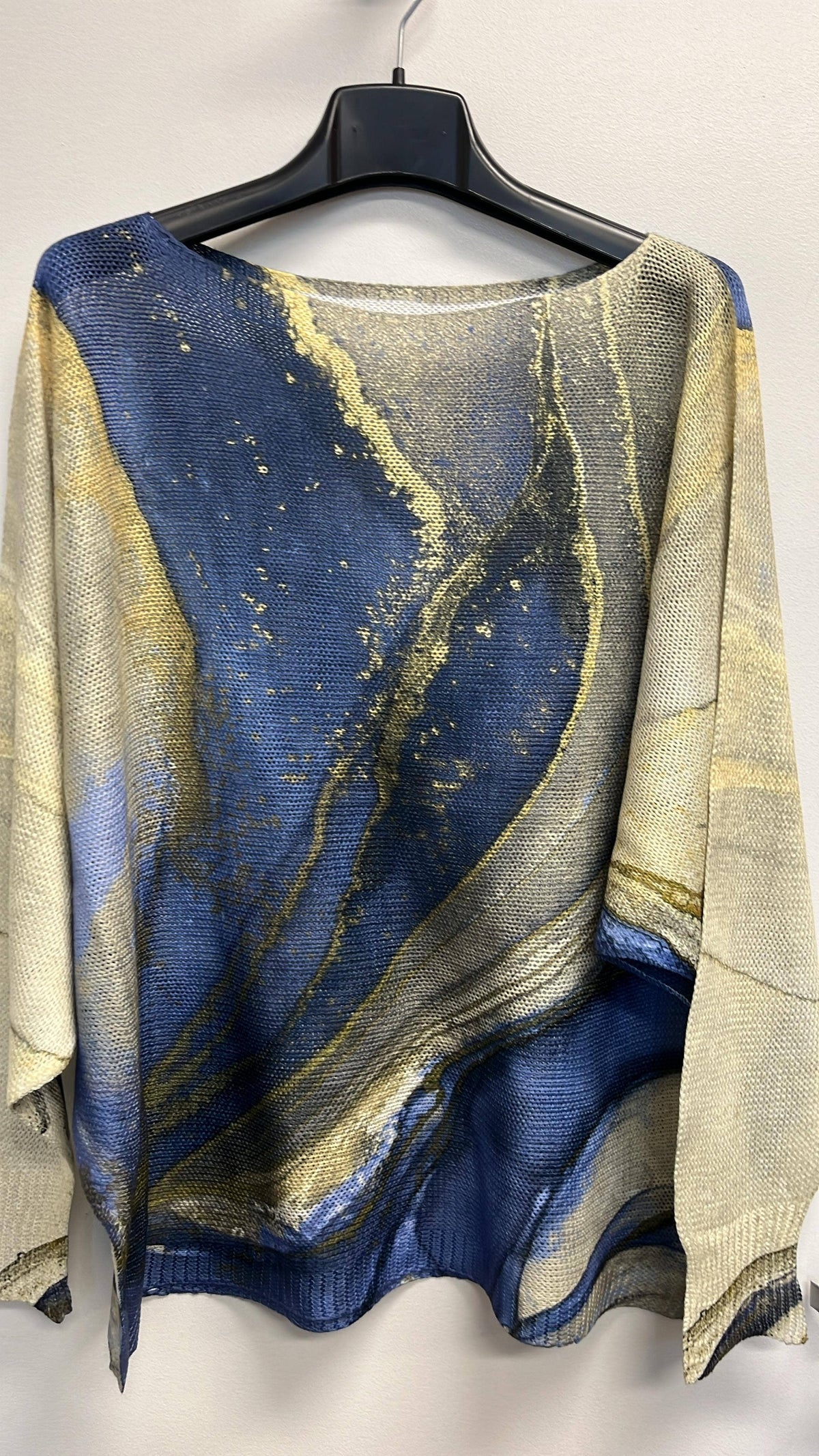 Tie-dye Denim Round Knit Lightweight  Sweater One Size Made in Italy
