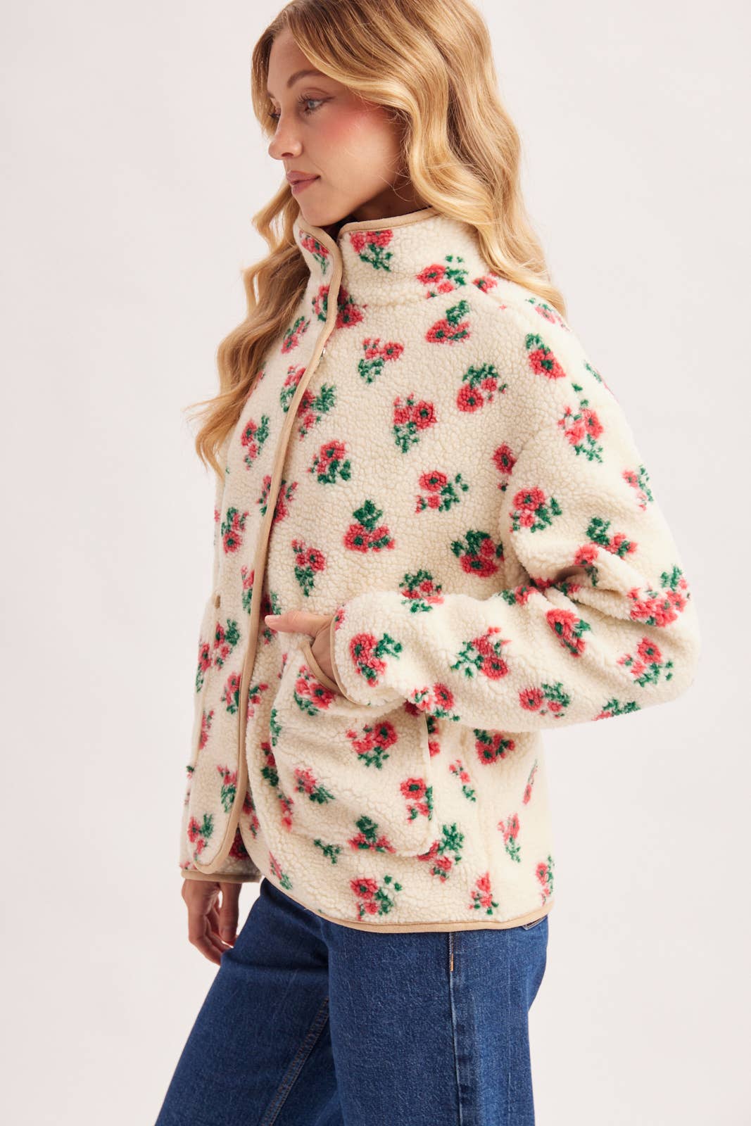Wildflower Woods Floral Sherpa Fleece Jacket