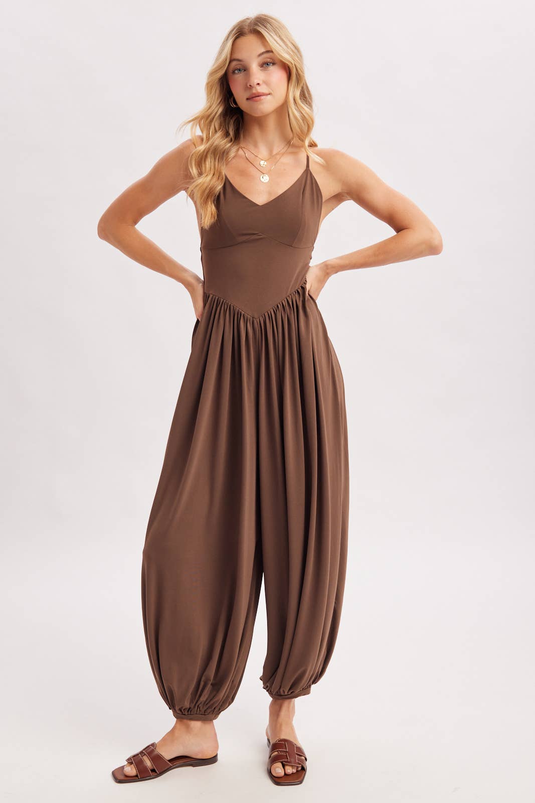 Satin Drape Backless Romper