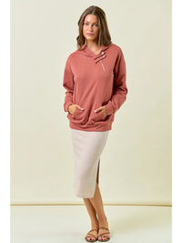Kaylie Half Zip Hoodie in Rust