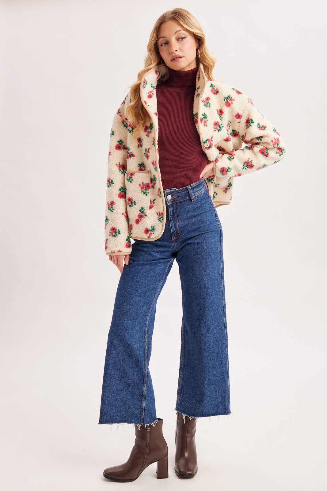 Wildflower Woods Floral Sherpa Fleece Jacket