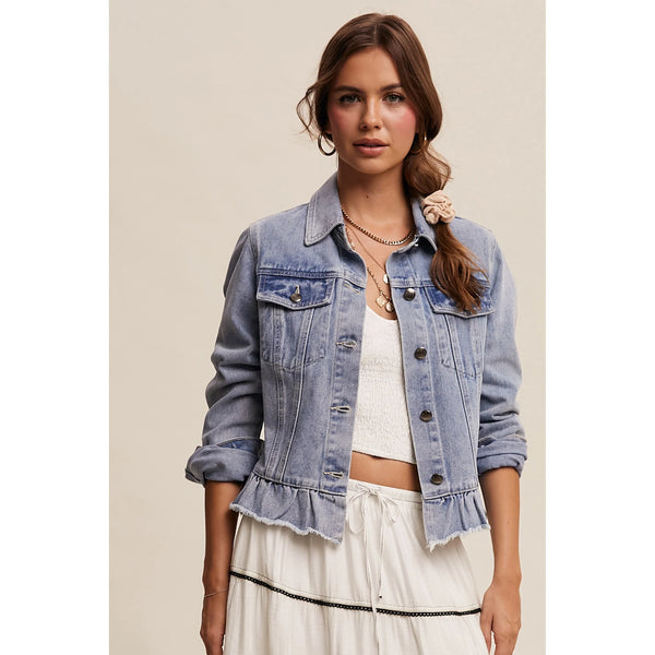 Listcicle Ruffled Edges Denim Jacket