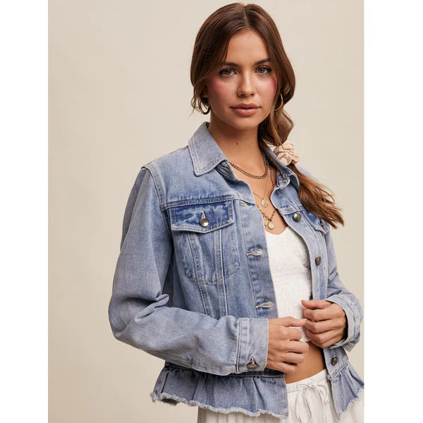Listcicle Ruffled Edges Denim Jacket