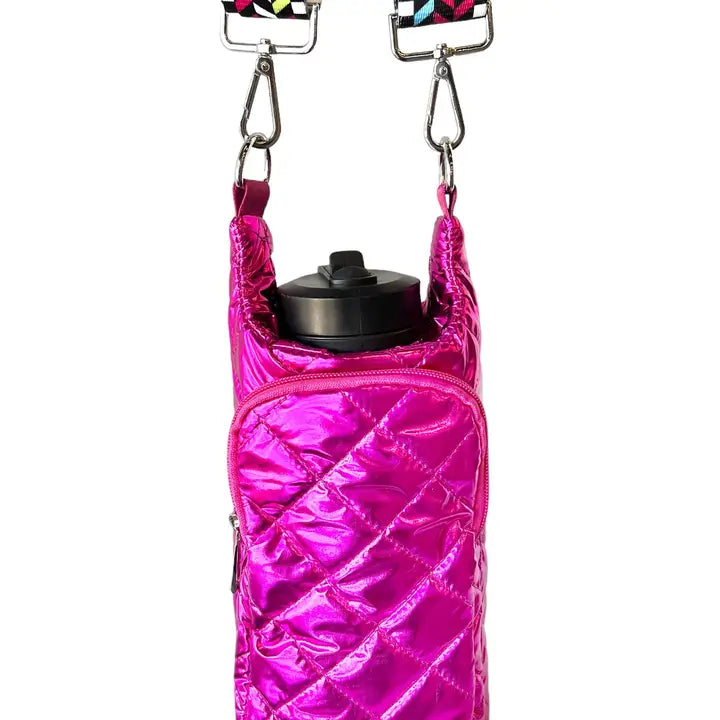 Magenta Pink Water Bottle Bag Crossbody Hydro Puffer Tote