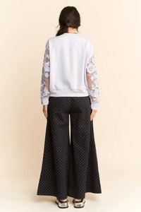 Plus-Size Sheer Delicate Floral Embroidered Sweatshirt