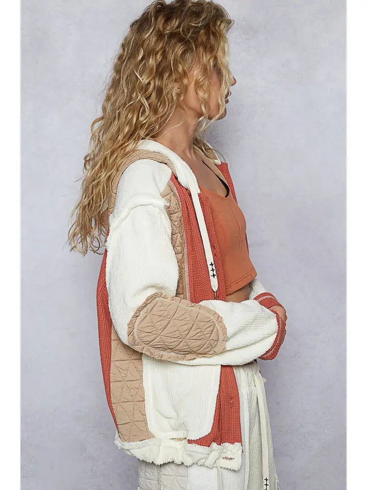 POL Multi Fabric Brick/Latte Shacket