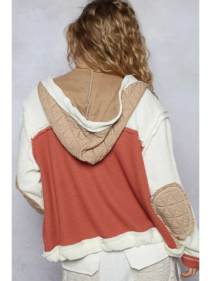 POL Multi Fabric Brick/Latte Shacket