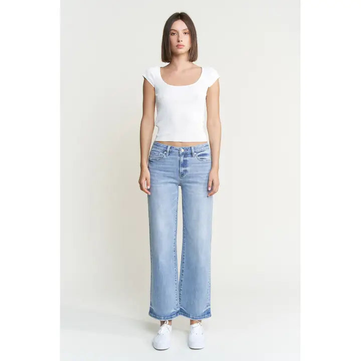 Mid Rise Loose Fit Straight Ankle Jeans