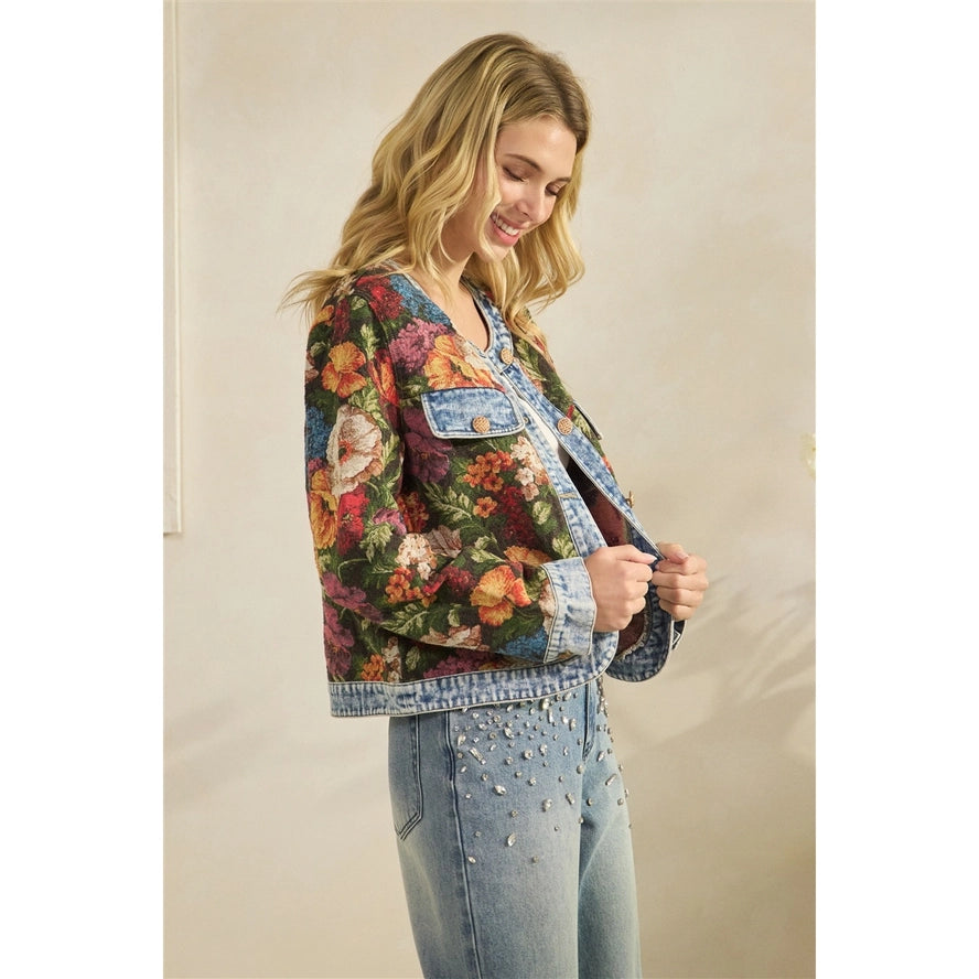 Jillian's Floral Denim Statement Jacket