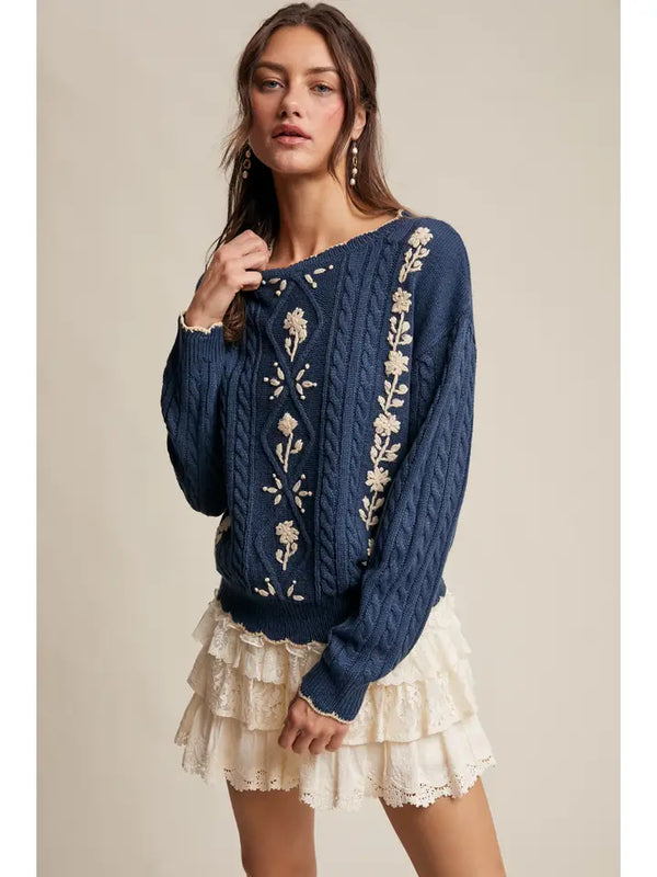 Tess's Embroidered Cottagecore Sweater