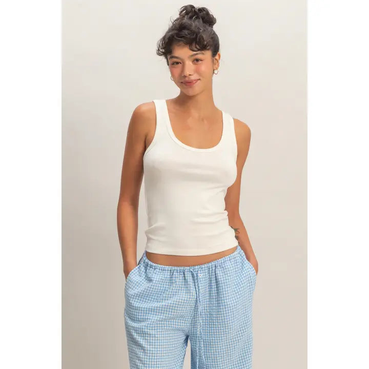 White Scoop Neck Tank Top