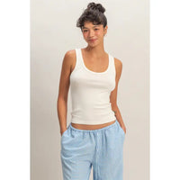 White Scoop Neck Tank Top