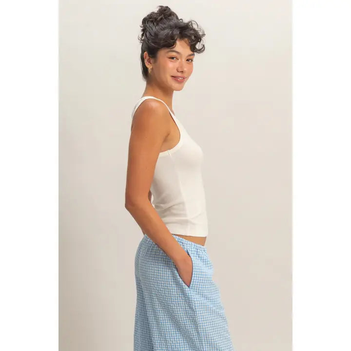 White Scoop Neck Tank Top