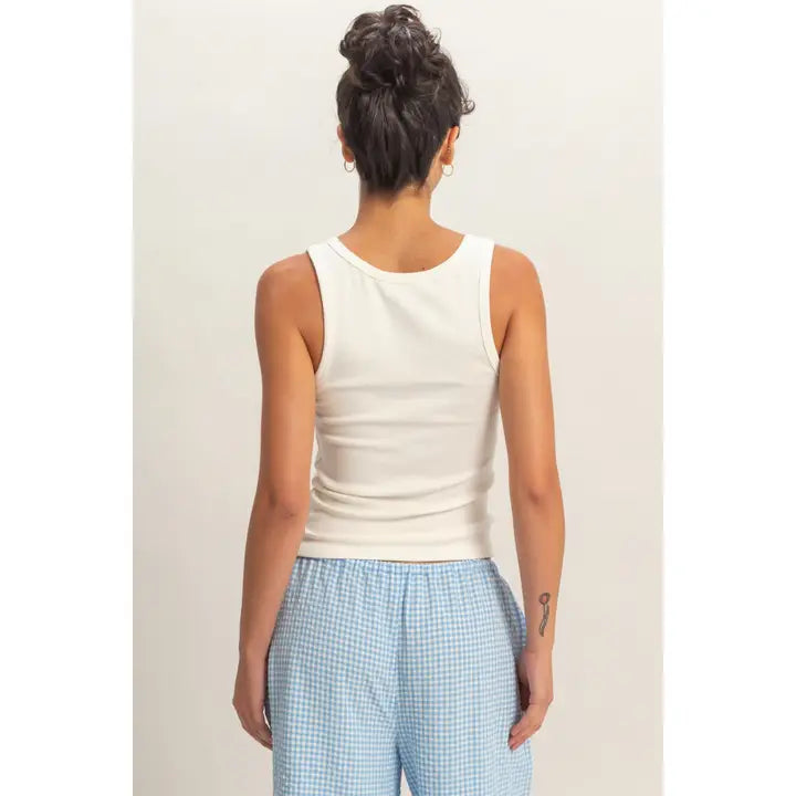 White Scoop Neck Tank Top