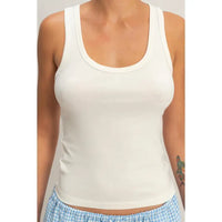 White Scoop Neck Tank Top