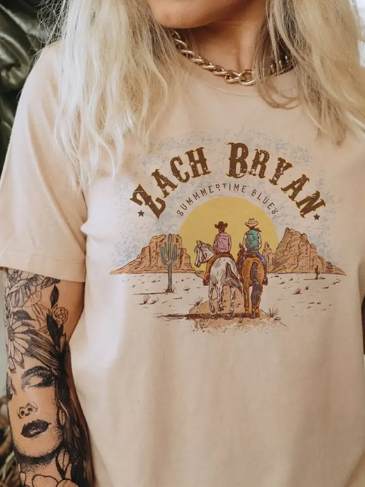 Zach Bryan Music Soft Printed Peach Tee